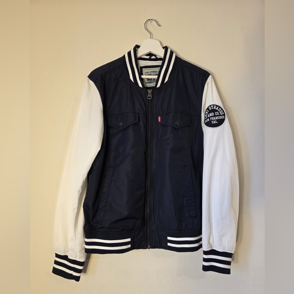 Levi's  Dark Blue and White Bomber Jacket
